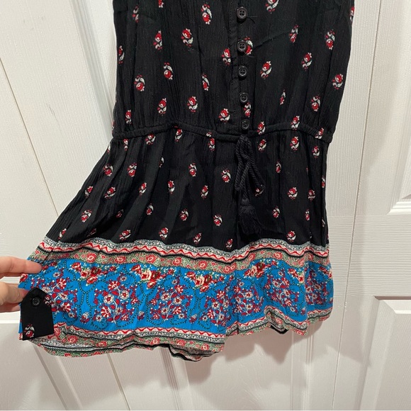 XHILARATION Women’s Floral Romper / Cover Up - black & multi-colored, size S - Picture 5 of 5